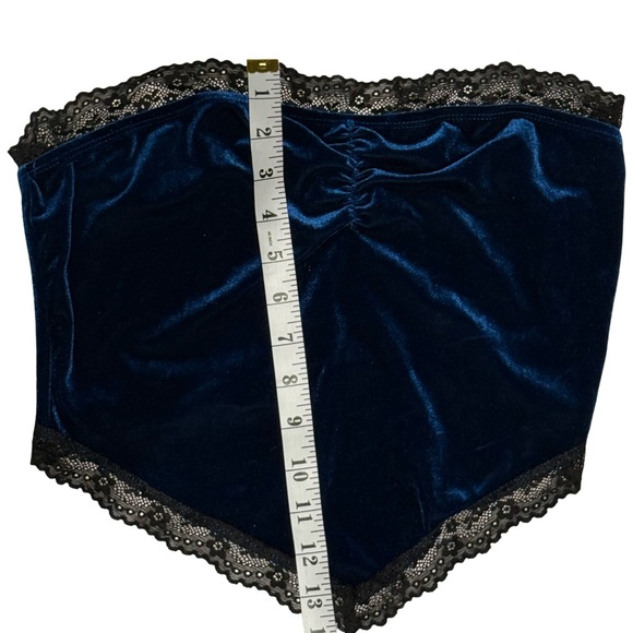 Blue Velvet Lace Trim Tube Top - Picture 6 of 6